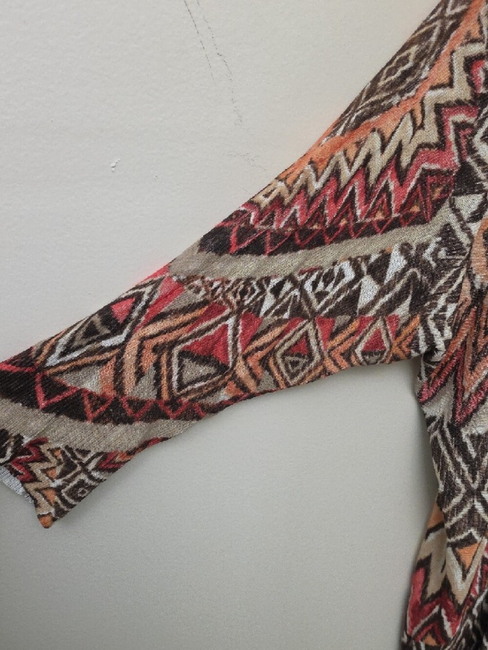 Chico's Open-Front Aztec Cardigan in Rust, Tan, Black & Cream SZ 1 ( MED) - Picture 3 of 4